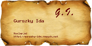 Gurszky Ida névjegykártya
